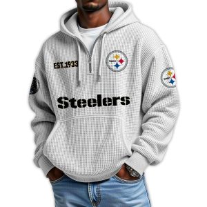 Steelers Est 1933 Quarter Zip Waffle Hoodie3
