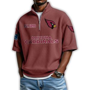 Cardinals Est 1898 Waffle Stand Collar Half Zip Polo Shirt