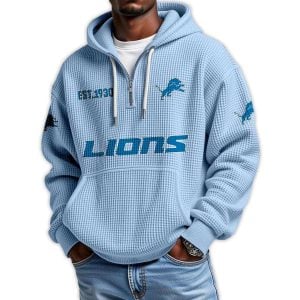 Lions Est 1930 Quarter Zip Waffle Hoodie