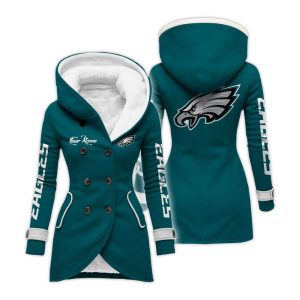 Personalized Eagles Long Hooded Fleece Jacket4