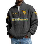 West Virginia Football Est 1891 Waffle Stand Collar Half Zip Sweatshirt