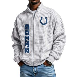 Colts Football Waffle Zip Up Sweatshirt1