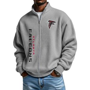 Falcons Football Waffle Zip Up Sweatshirt4