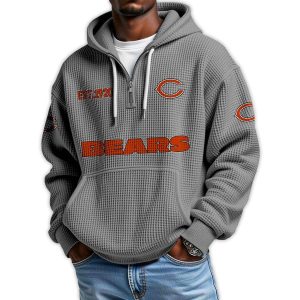 Bears Est 1920 Quarter Zip Waffle Hoodie2