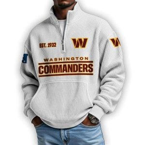 Commanders Est 1932 Waffle Stand Collar Half Zip Sweatshirt4