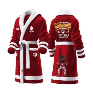 Indiana Football 2025 Big Ten Conference Champions Fleece Bathrobe