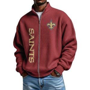 Saints Football Waffle Zip Up Sweatshirt2