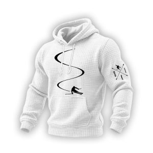 Mens Casual Ski Design Print Checkered Sweatshirt1