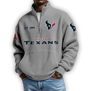 Texans Est 1999 Waffle Stand Collar Half Zip Sweatshirt 3 Texans Est 1999 Waffle Stand Collar Half Zip Sweatshirt3