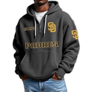 Padres Est 1969 Quarter Zip Waffle Hoodie
