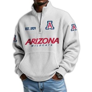Arizona Football Est 1929 Waffle Stand Collar Half Zip Sweatshirt4