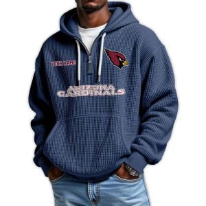 2025 Personalized Cardinals Quarter Zip Waffle Hoodie2