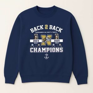 2025 Navy Midshipmen B2B Commander in Chiefs Trophy Champs Shirt 2