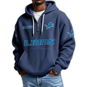 Lions Est 1930 Quarter Zip Waffle Hoodie4