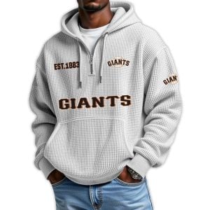 Giants Est 1883 Quarter Zip Waffle Hoodie4