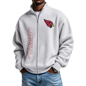 Cardinals Football Waffle Zip Up Sweatshirt1