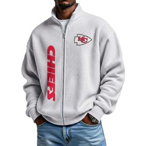 Chiefs Football Waffle Zip Up Sweatshirt1