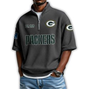 Packers Est 1919 Waffle Stand Collar Half Zip Polo Shirt 1 Packers Est 1919 Waffle Stand Collar Half Zip Polo Shirt1