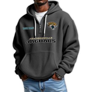 2025 Personalized Jaguars Quarter Zip Waffle Hoodie