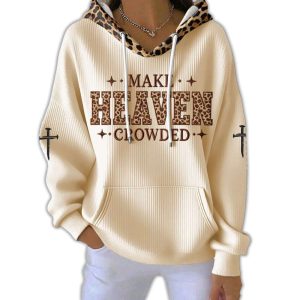 Make Heaven Crowded Cross Print Casual Pit Striped Hoodie1