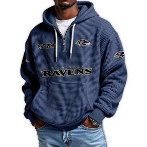 Ravens Est 1998 Quarter Zip Waffle Hoodie1