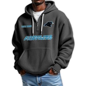 2025 Personalized Panthers Quarter Zip Waffle Hoodie