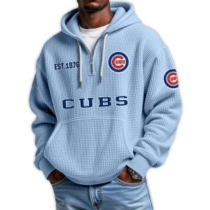 Cubs Est 1876 Quarter Zip Waffle Hoodie