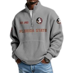 Florida State Football Est 1902 Waffle Stand Collar Half Zip Sweatshirt 2 Florida State Football Est 1902 Waffle Stand Collar Half Zip Sweatshirt2