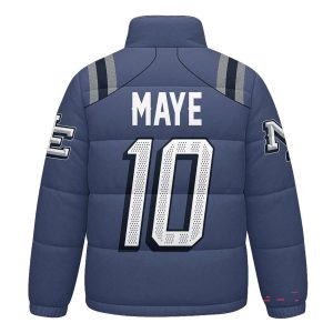 2025 Drake Maye 10 Patriots Rivalries Puffer Jacket2