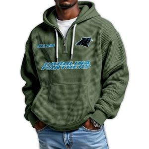 2025 Personalized Panthers Quarter Zip Waffle Hoodie4