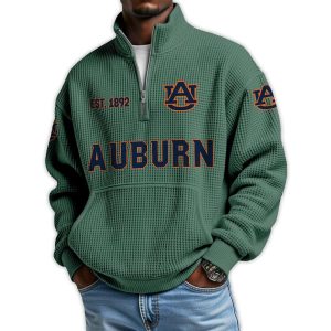 Auburn Football Est 1892 Waffle Stand Collar Half Zip Sweatshirt2
