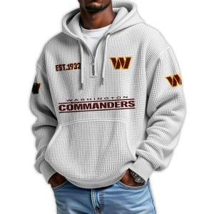 Commanders Est 1932 Quarter Zip Waffle Hoodie5