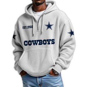 Cowboys Est 1960 Quarter Zip Waffle Hoodie1