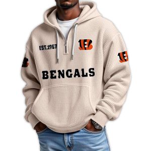 Bengals Est 1967 Quarter Zip Waffle Hoodie 3 Bengals Est 1967 Quarter Zip Waffle Hoodie3