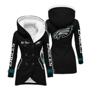 Personalized Eagles Long Hooded Fleece Jacket2