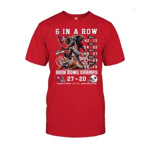 Alabama 6 In A Row Iron Bowl Champs 2025 Two Sided Shirt1