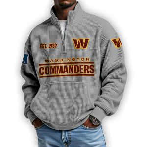 Commanders Est 1932 Waffle Stand Collar Half Zip Sweatshirt2