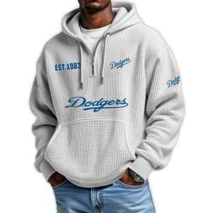 Dodgers Est 1883 Quarter Zip Waffle Hoodie4