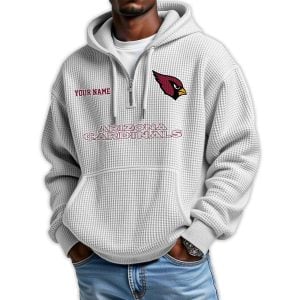 2025 Personalized Cardinals Quarter Zip Waffle Hoodie1