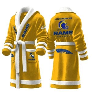 Rams Football Est 1936 Personalized Fleece Bathrobe1
