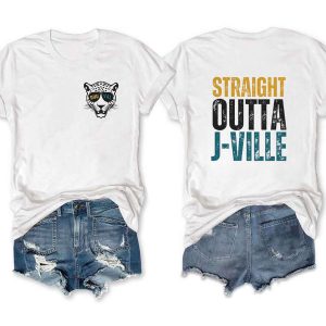 Straight Outta Jaguars Football Two Sided Tee1