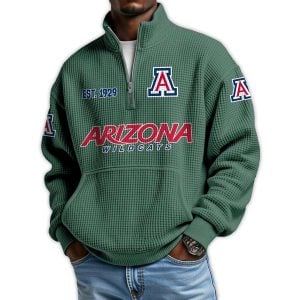 Arizona Football Est 1929 Waffle Stand Collar Half Zip Sweatshirt2