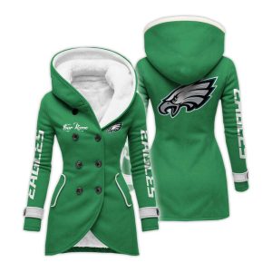 Personalized Eagles Long Hooded Fleece Jacket5