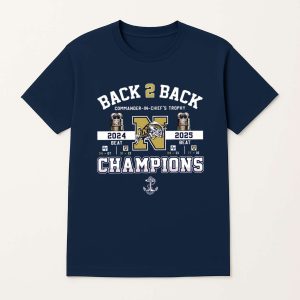 2025 Navy Midshipmen B2B Commander in Chiefs Trophy Champs Shirt 1