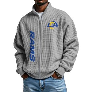 Rams Football Waffle Zip Up Sweatshirt4