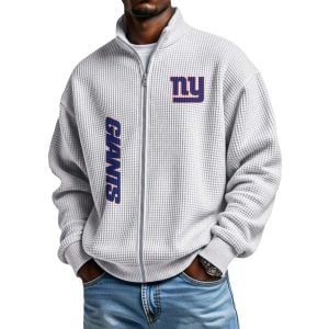 Giants Football Waffle Zip Up Sweatshirt1
