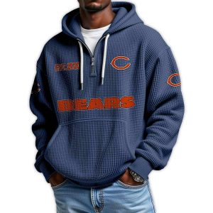 Bears Est 1920 Quarter Zip Waffle Hoodie
