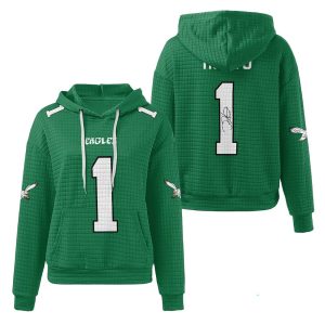 Eagles Jalen Hurts 1 Signature Waffle Hoodie1