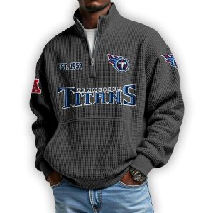 Titans Est 1959 Waffle Stand Collar Half Zip Sweatshirt1