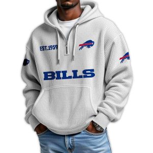 Bills Est 1959 Quarter Zip Waffle Hoodie4